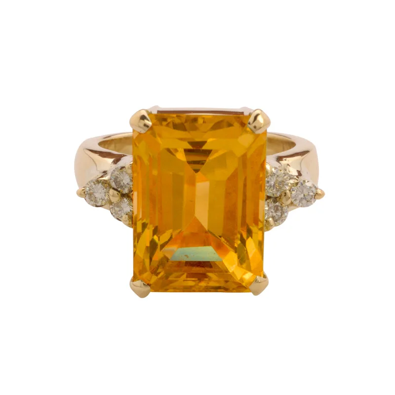 ladies-round-rose-gold-rings-Ring- Citrine And Diamond  (2092D)