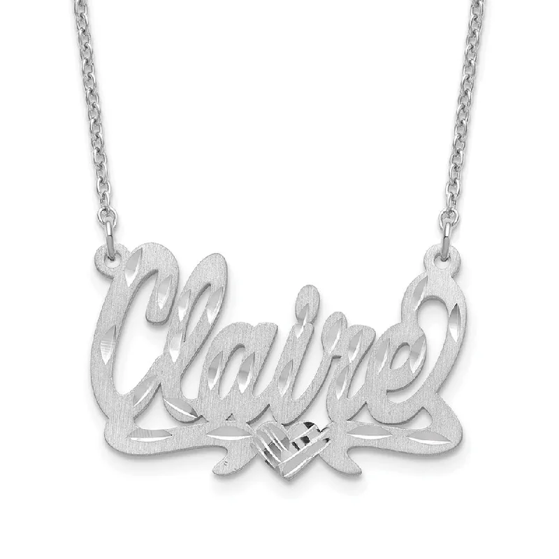 Ladies necklaces forged craftsmanship -Personalized Satin and Diamond-Cut Solid Script Name Necklace