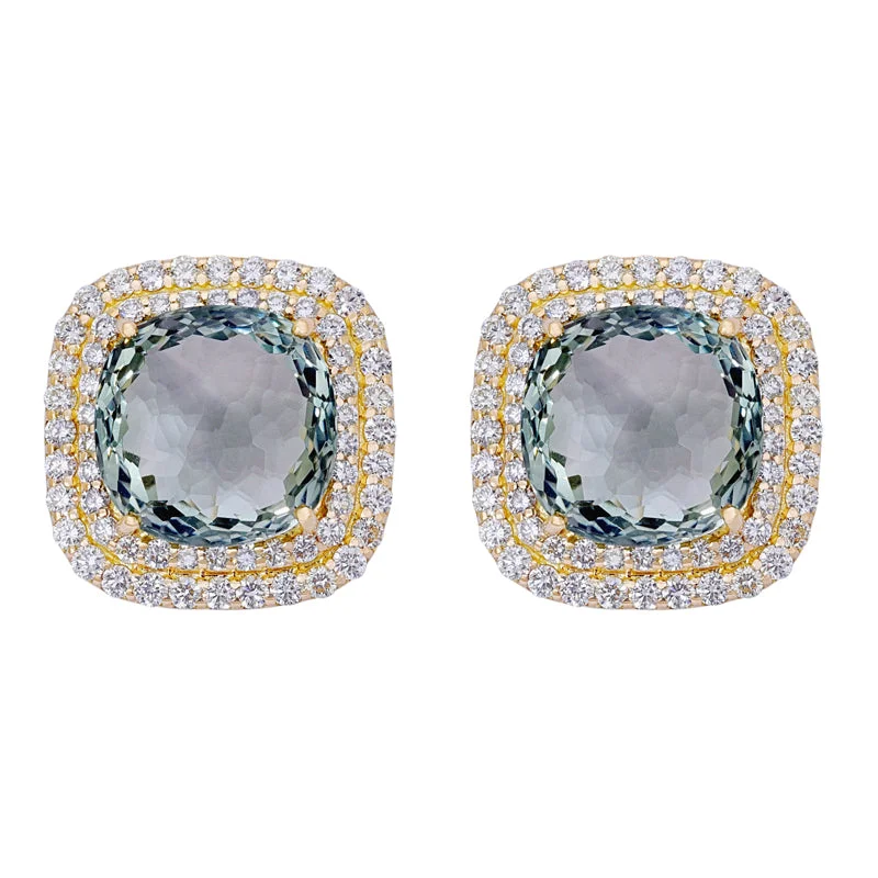 ladies-fashion-leverback-earrings-Earrings- Green Quartz and Diamond