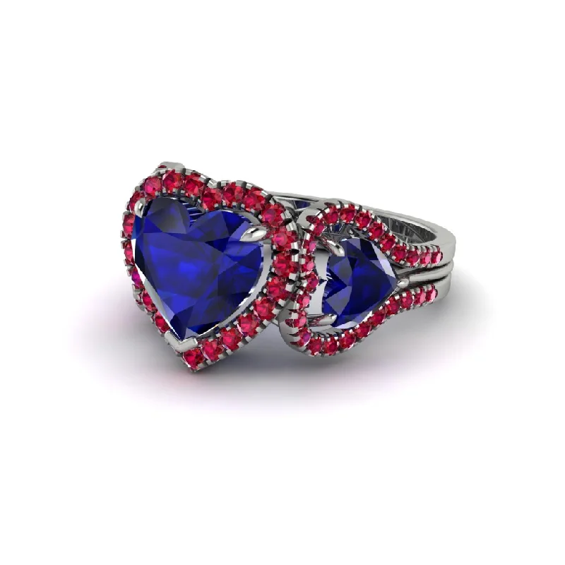 engagement-silver-halo-rings-Sapphire Eternal Heartbeat Engagement Ring - Aylin No. 60