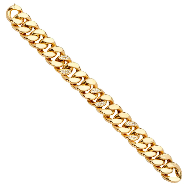 Ladies bracelets for autumn charm -14K Fancy CZ Hollow Cuban Bracelet8