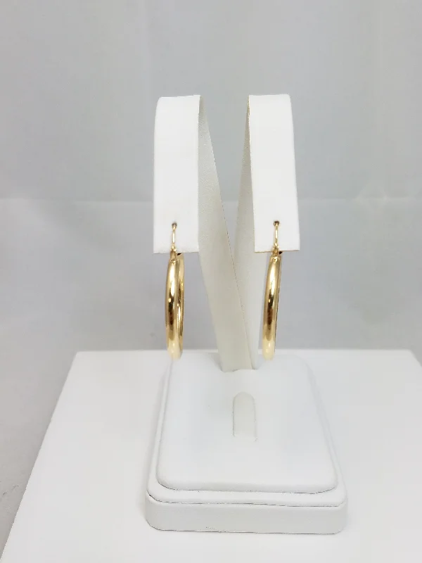 ladies-wedding-crystal-earrings-Classic 14k Yellow Gold Hollow Hoop Earrings