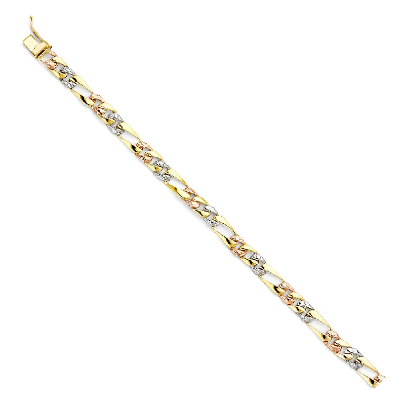 Ladies bracelets with violet garnet -14K Nugget Gold Figaro Link Light Bracelet