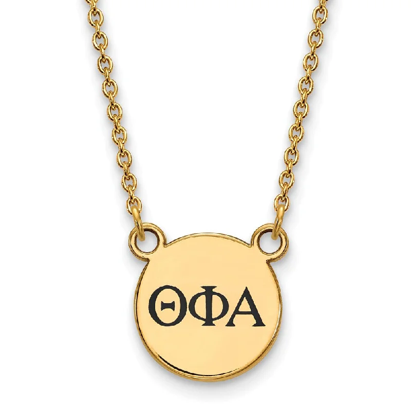 Ladies necklaces for young dreamers -14K Plated Silver Theta Phi Alpha Small Enamel Greek Letters Necklace