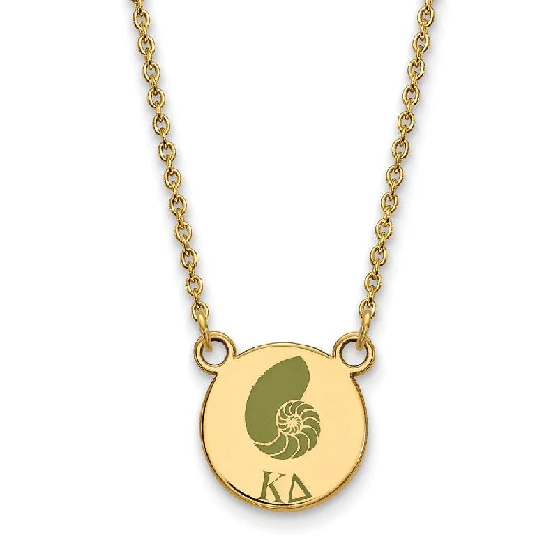 Ladies necklaces for gathering vibes -14K Plated Silver Kappa Delta Small Enamel Necklace