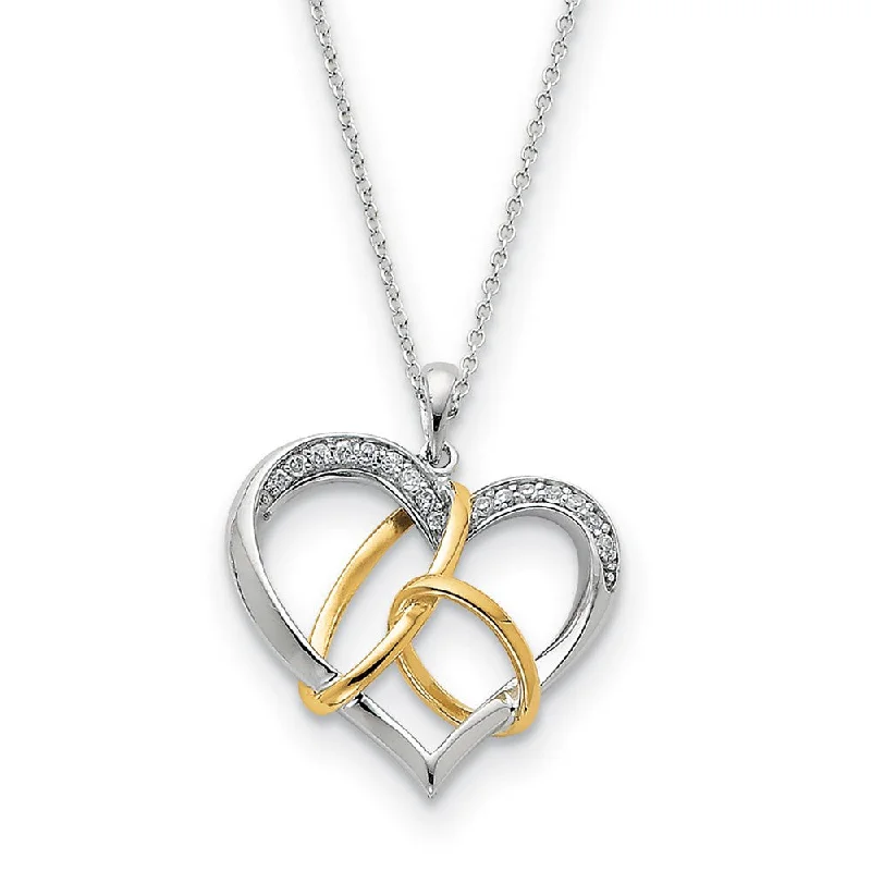 Ladies necklaces skin-safe alloys -Rhodium & Gold Tone Plated Sterling & CZ To Have & To Hold Necklace