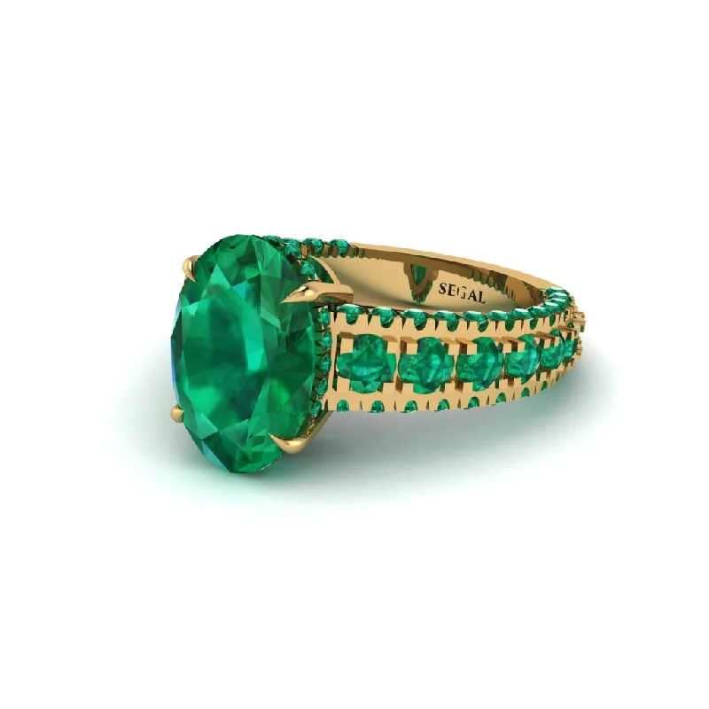 engagement-radiant-cut-emerald-rings-4ct Oval Cut Emerald Pave Engagement Ring - Selah No. 19