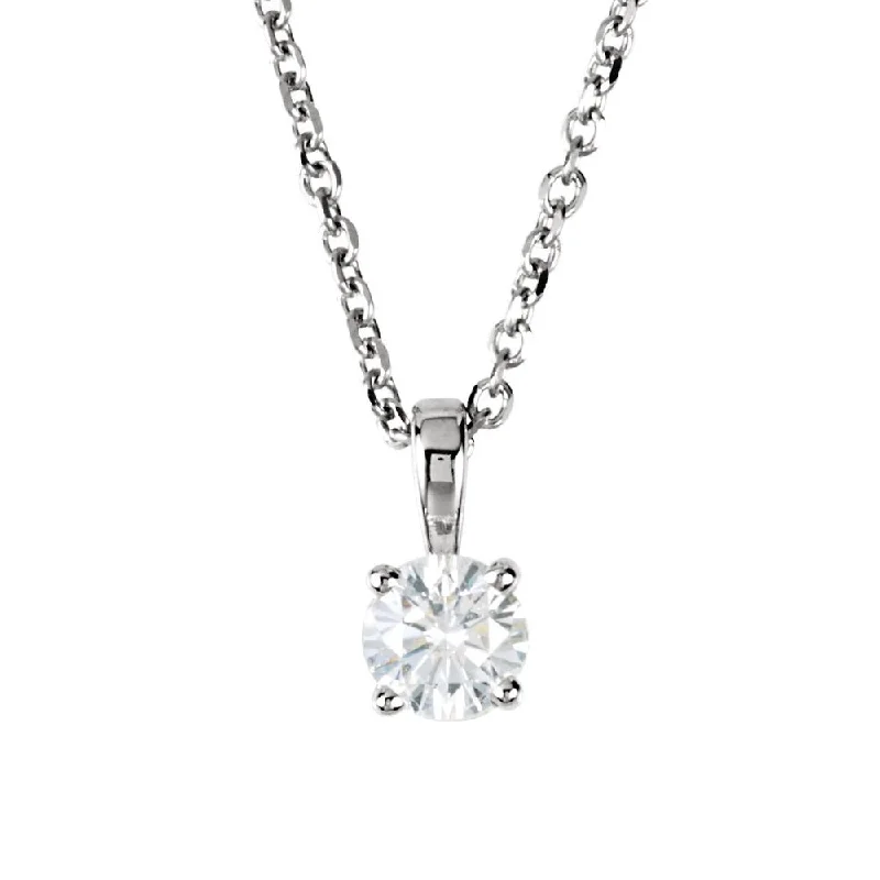 Ladies necklaces gritty charm -1/4 Carat Round Diamond Solitaire Necklace in 14k White Gold, 18 Inch