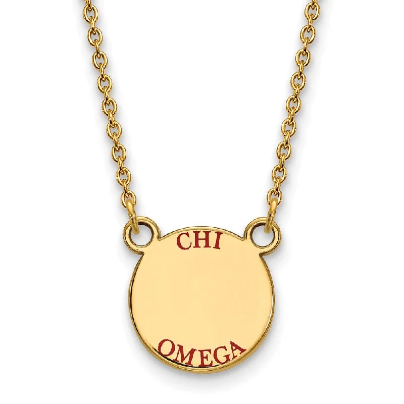 Ladies necklaces for friend vibes -14K Plated Silver Chi Omega Small Red Enamel Necklace