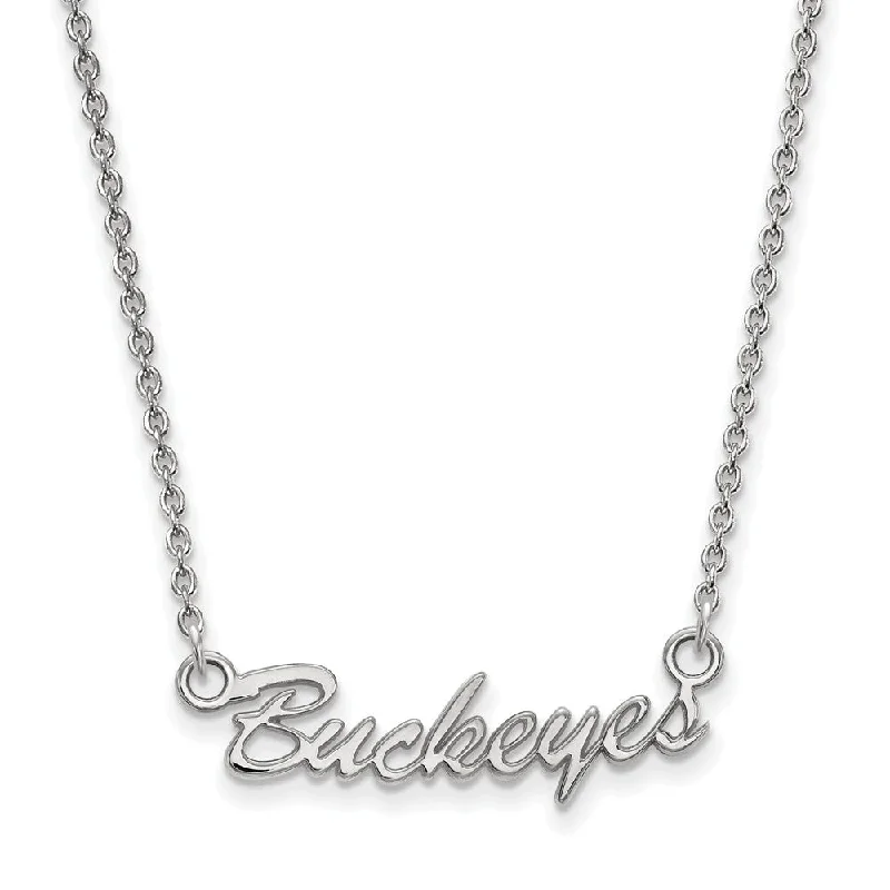 Ladies necklaces trendy flair -Sterling Silver Ohio State Small Script Pendant Necklace