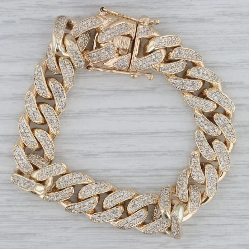 Ladies bracelets for leader vibes -5ctw Diamond Curb Chain Bracelet 10k Yellow Gold 7.5" 13.2mm