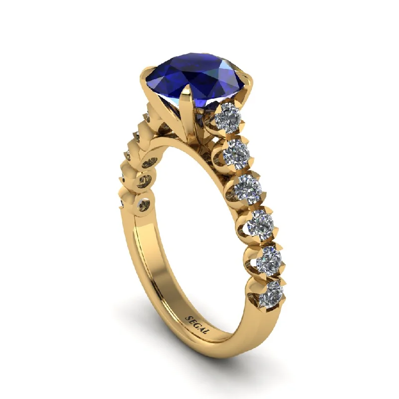 engagement-radiant-cut-cathedral-rings-2ct Round Cut Sapphire 14K Gold Engagement Ring - Christina No. 13