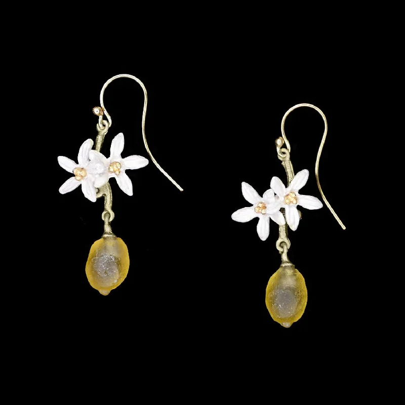 ladies-modern-dangle-earrings-Lemon Drop Earrings - Flower Wire