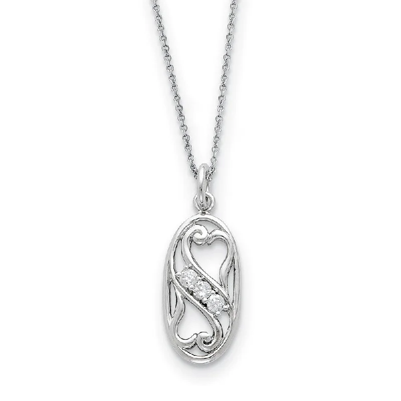 Ladies necklaces with reef pendants -Rhodium Plated Sterling Silver & CZ Best Friends Forever Necklace