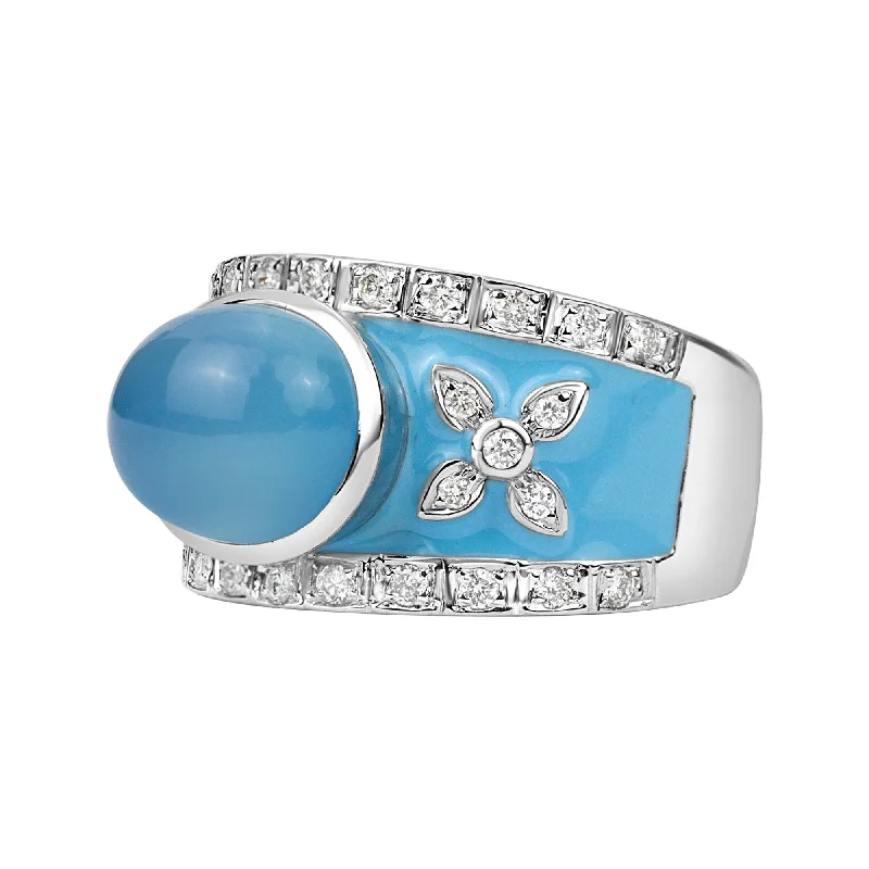 ladies-ruby-accent-rings-Ring -chalcedony And Diamond (enamel)