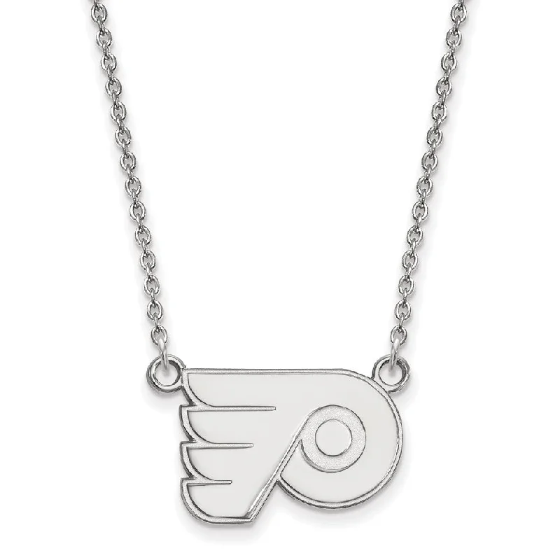 Ladies necklaces for quest days -Sterling Silver NHL Philadelphia Flyers Small Necklace, 18in