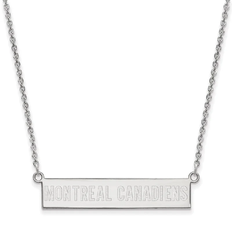 Ladies necklaces with ring charms -Sterling Silver NHL Montreal Canadiens SM Bar Necklace, 18in