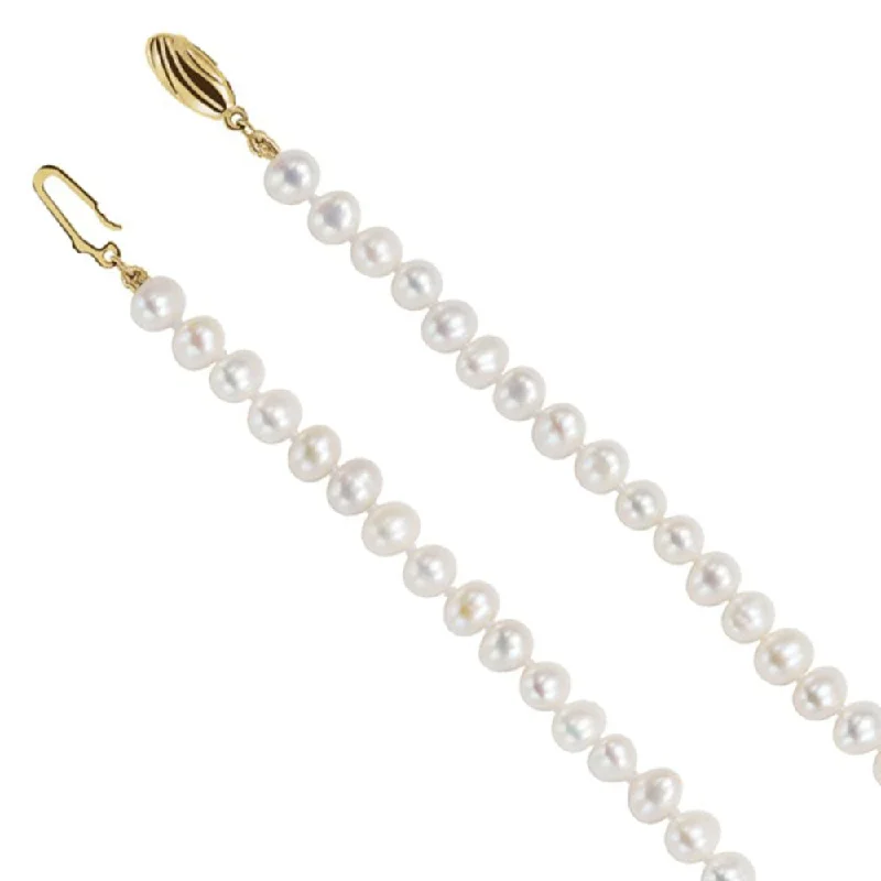 Ladies necklaces sleek elegance -5.0-5.5mm, White FW Cultured Pearl & 14k Yellow Gold Necklace, 16 Inch