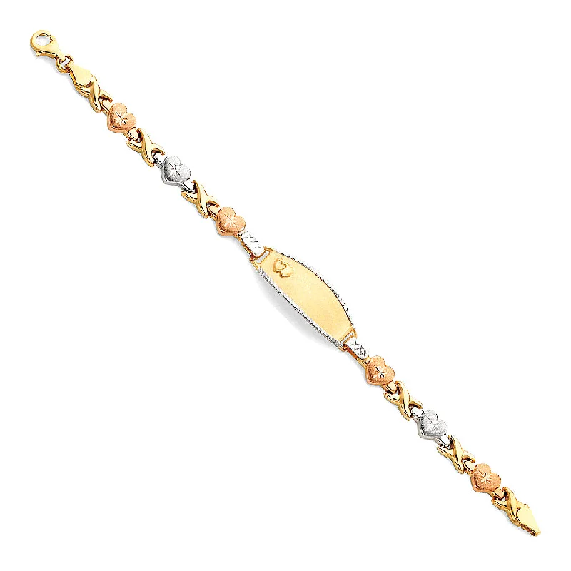 Ladies bracelets graceful charm -14K Tri-Color Baby ID Hearts Bracelet