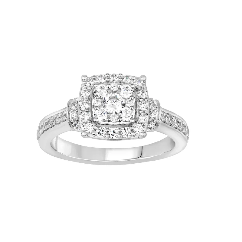 engagement-pear-cut-white-gold-rings-Diamond Square Halo Engagement Ring (14K)