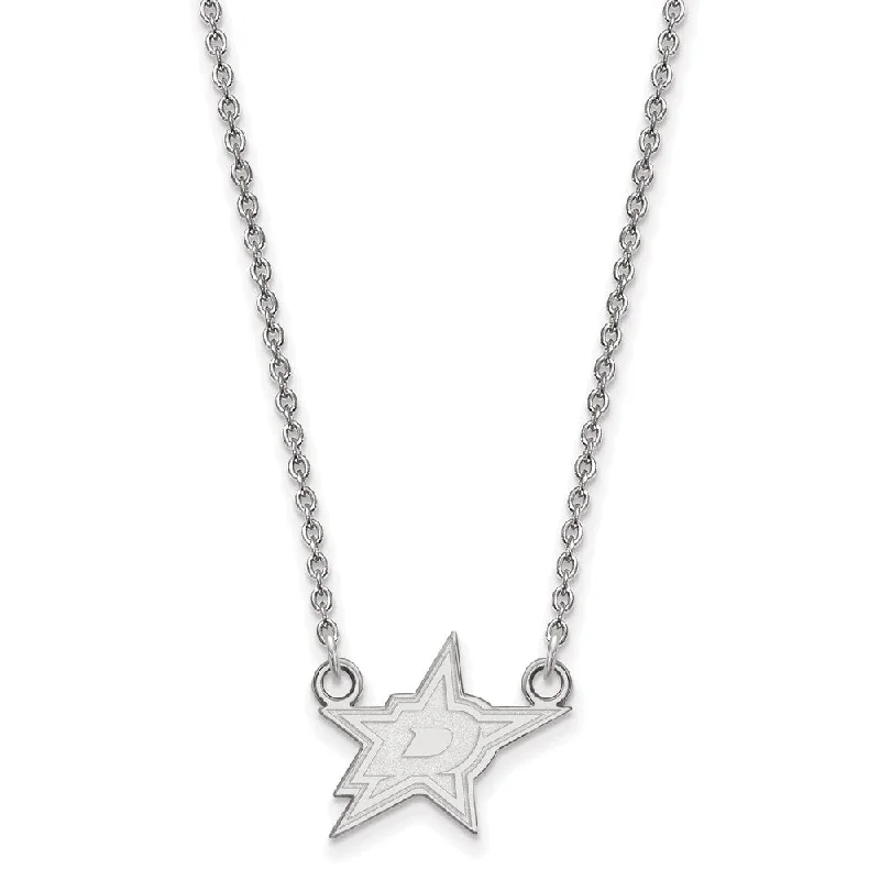 Ladies necklaces with peach calcite -Sterling Silver NHL Dallas Stars Small Necklace, 18 Inch