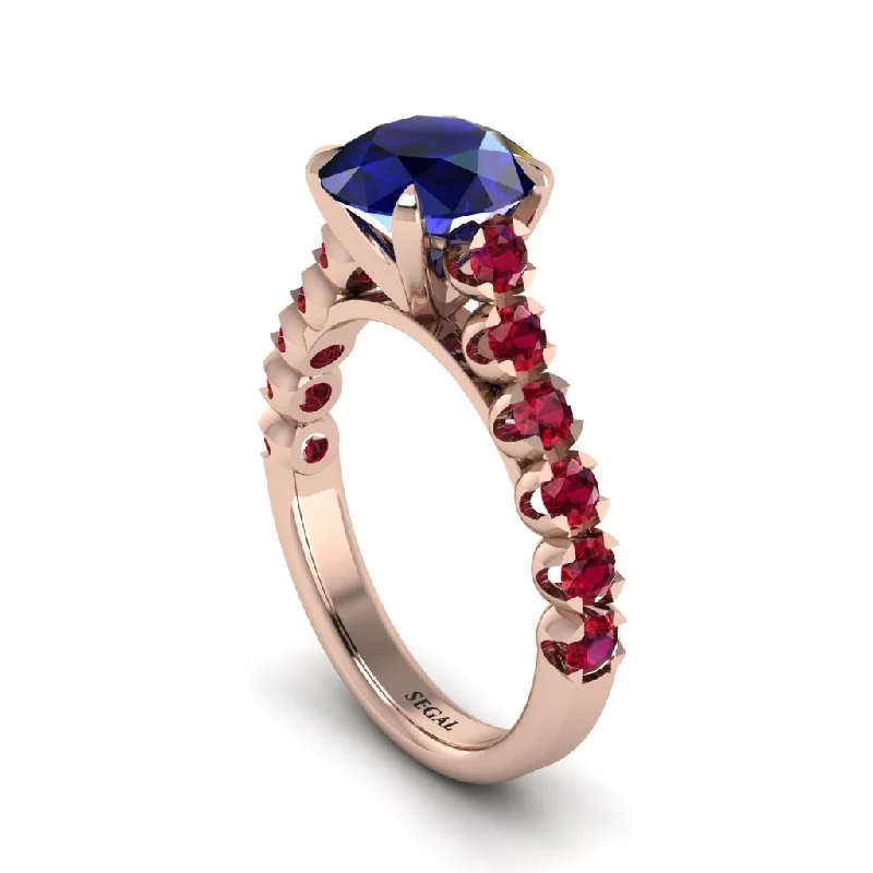 engagement-cushion-cut-rose-gold-rings-2ct Round Cut Sapphire 14K Gold Engagement Ring - Christina No. 59