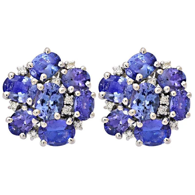 ladies-french-wire-silver-earrings-Earrings-Tanzanite and Diamond  (223FS)