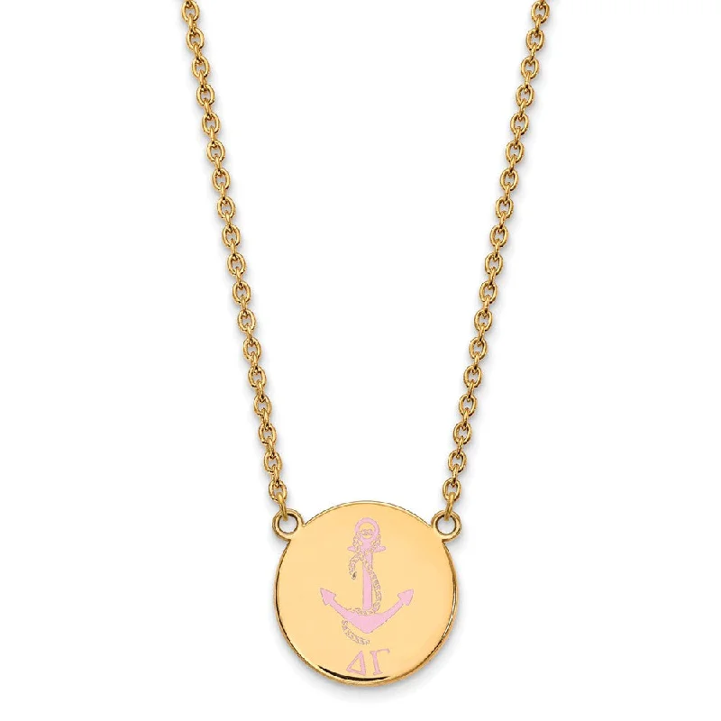 Ladies necklaces with ring charms -14K Plated Silver Delta Gamma Large Enamel Necklace