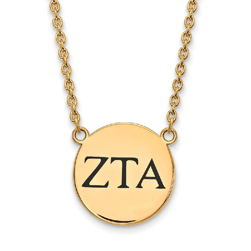 Ladies necklaces ancestral patterns -14K Plated Silver Zeta Tau Alpha Large Enamel Greek Letters Necklace