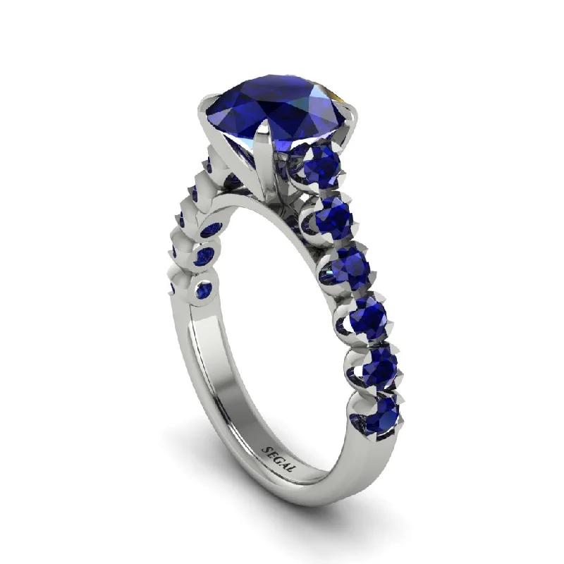 engagement-princess-cut-platinum-rings-2ct Round Cut Sapphire 14K Gold Engagement Ring - Christina No. 75