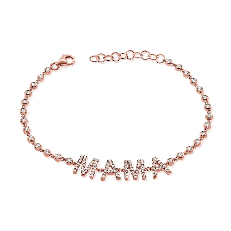 Ladies bracelets for cherished moments -14K Rose Gold Diamond Mama Bezel Bracelet