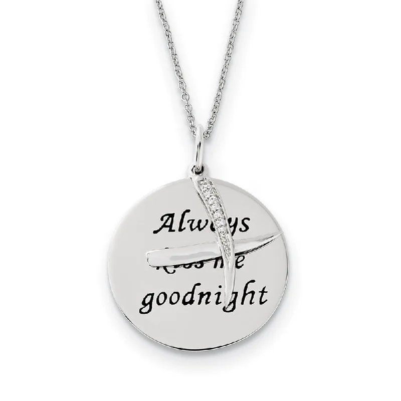 Ladies necklaces for Gen Z trends -Rhodium Plated Sterling Silver & CZ Always Kiss Me Goodnight Necklace