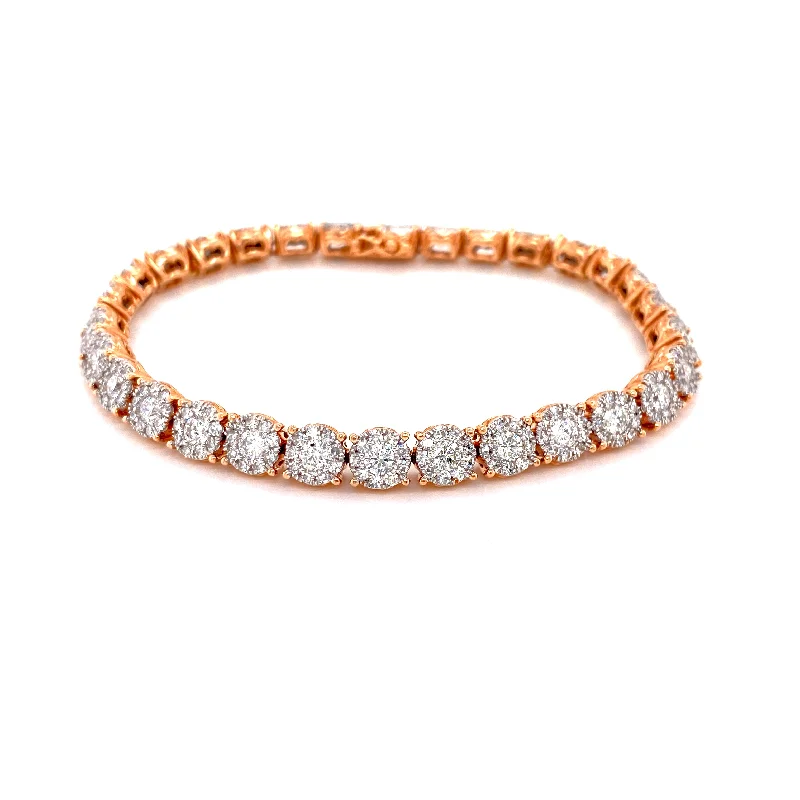 Ladies bracelets countryside charm -14K Rose Gold Diamond Cluster Tennis Bracelet