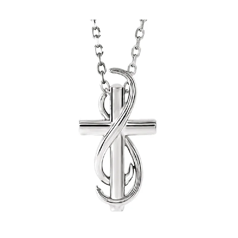 Ladies necklaces for tech lovers -Platinum Infinity Cross Necklace, 16-18 Inch