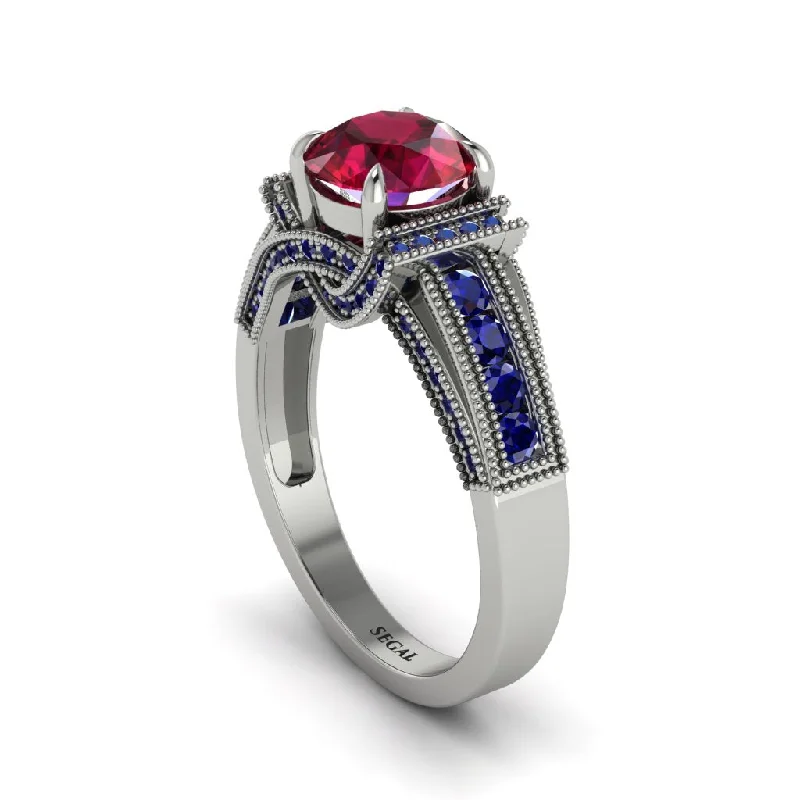 engagement-unique-rose-gold-rings-Ruby Eternal Embrace Milgrain Engagement Ring - Fernanda No. 72