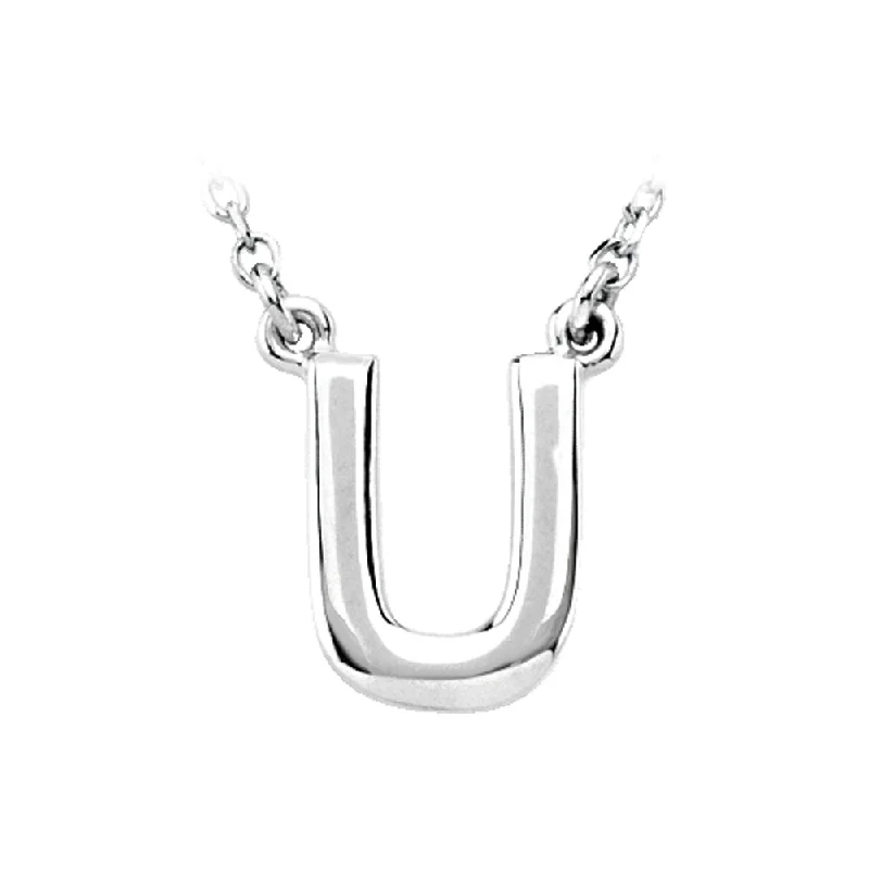 Ladies necklaces for future vibes -14K White Gold, Kendall Collection, Block Initial U Necklace, 16 Inch