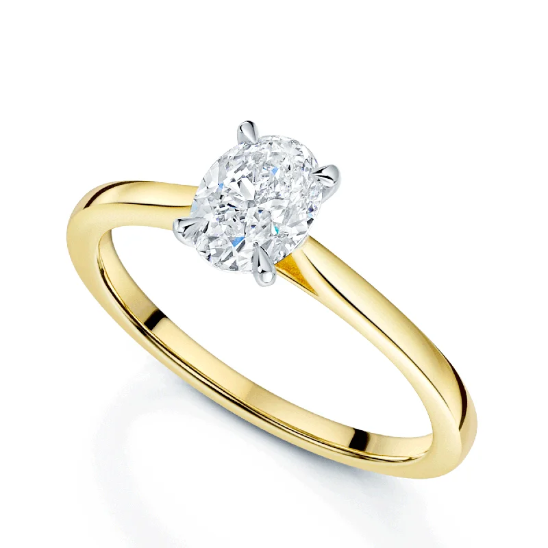 engagement-minimalist-bypass-rings-18ct Yellow Gold GIA Certificated Oval Cut Diamond Engagement Ring