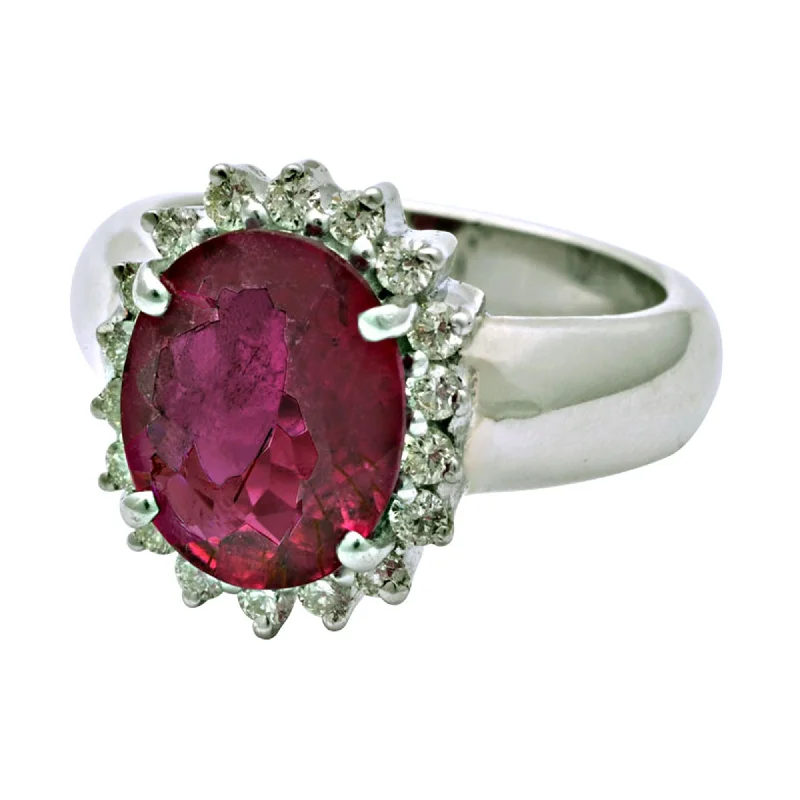 ladies-pearl-cluster-rings-Ring- Rubellite And Diamond (193MS)