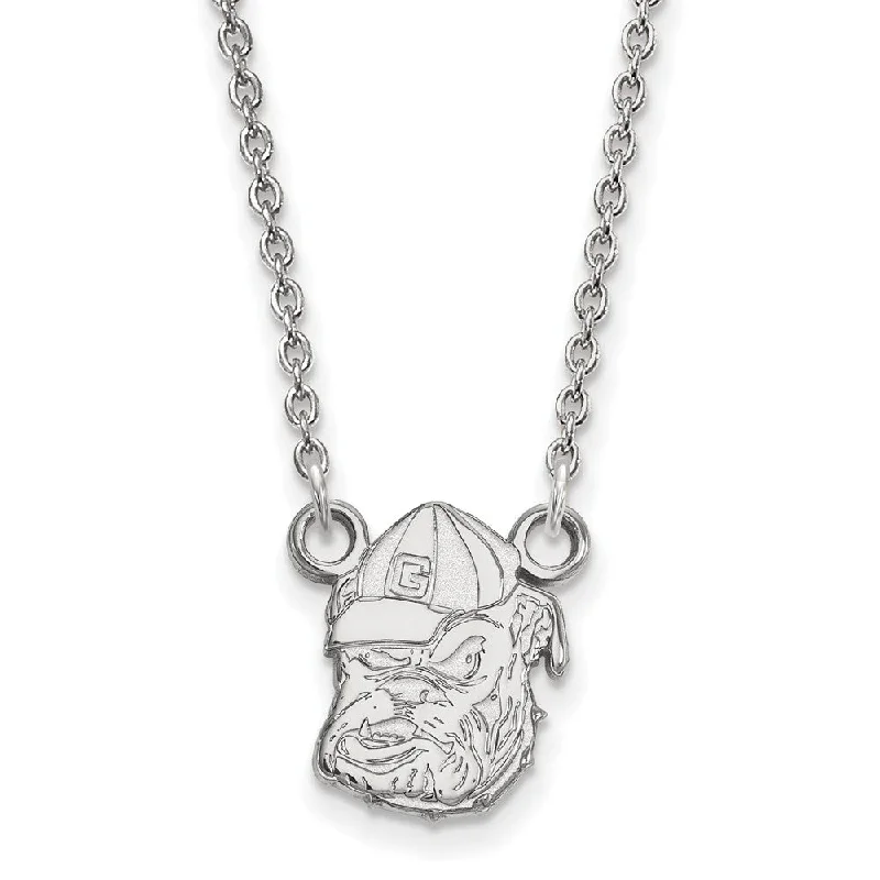 Ladies necklaces cultural charm -14k White Gold U of Georgia Small Bulldog Pendant Necklace