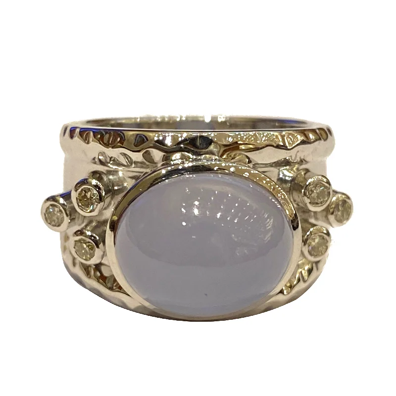 ladies-affordable-emerald-rings-Ring - Chalcedony and Diamond in Sterling Silver