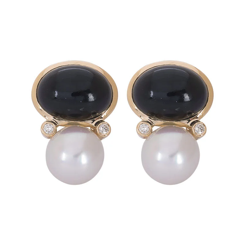 ladies-classic-hoop-earrings-EARRINGS- BLACK ONYX, S.S. PEARL AND DIAMOND IN 18K GOLD