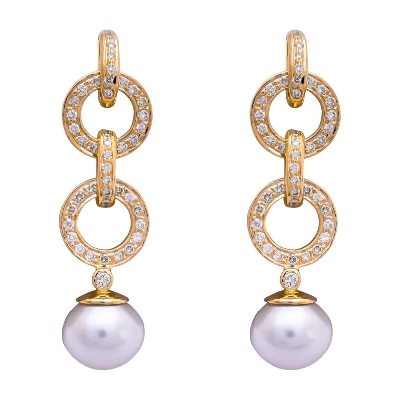 ladies-heart-gold-earrings-Earrings- South Sea Pearl and Diamond  (2203B)