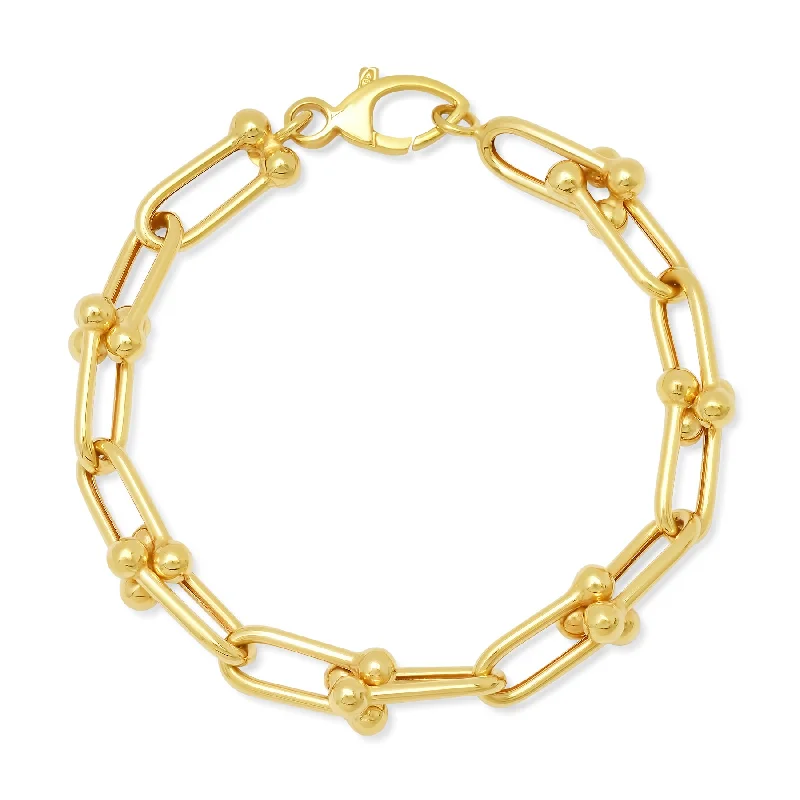 Ladies bracelets with stripe pendants -BALL LINK BRACELET, 14kt GOLD