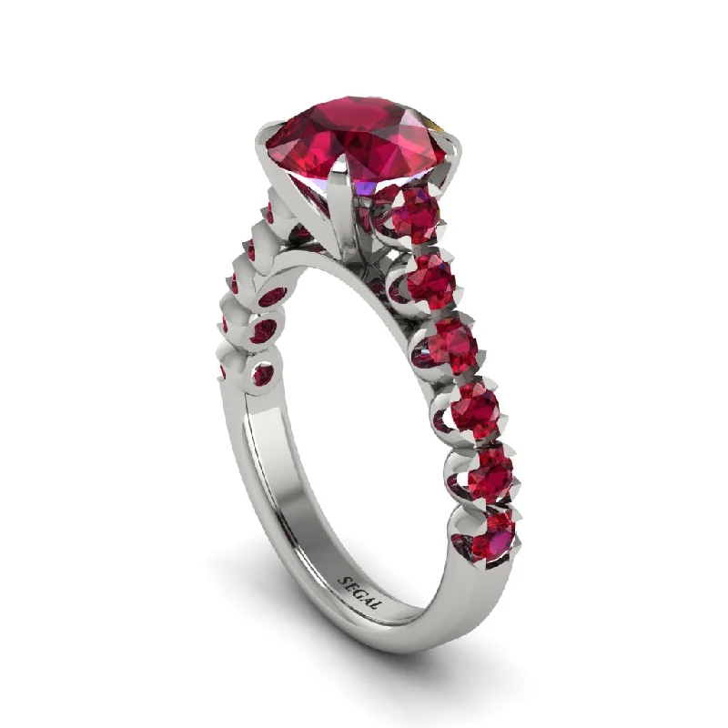 engagement-oval-gold-rings-2ct Round Cut Ruby 14K Gold Engagement Ring - Christina No. 57