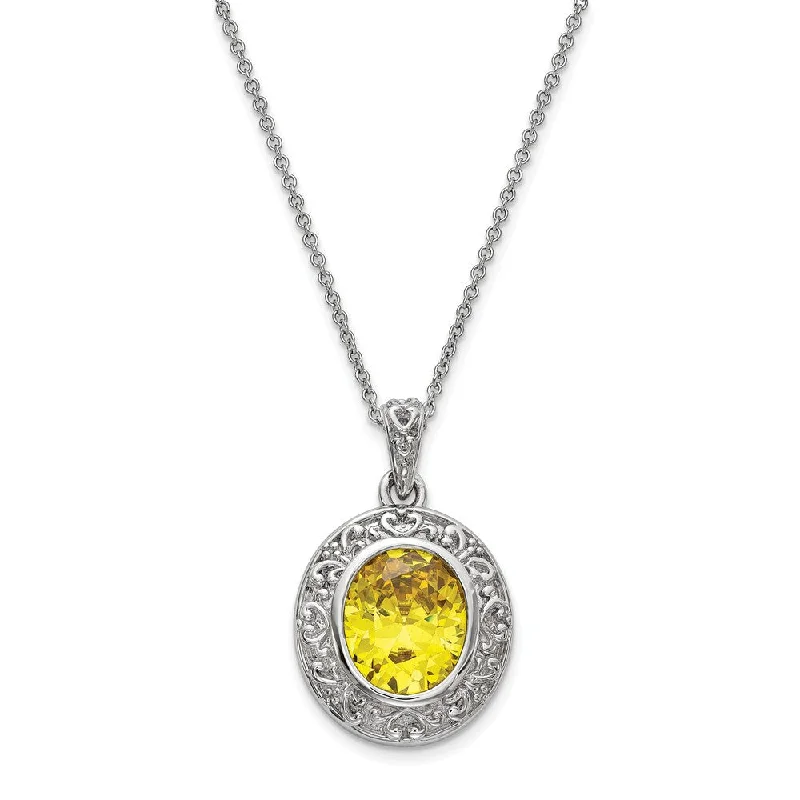 Ladies necklaces for show days -Rhodium Plated Sterling Silver & CZ Old Friends Are Golden Necklace