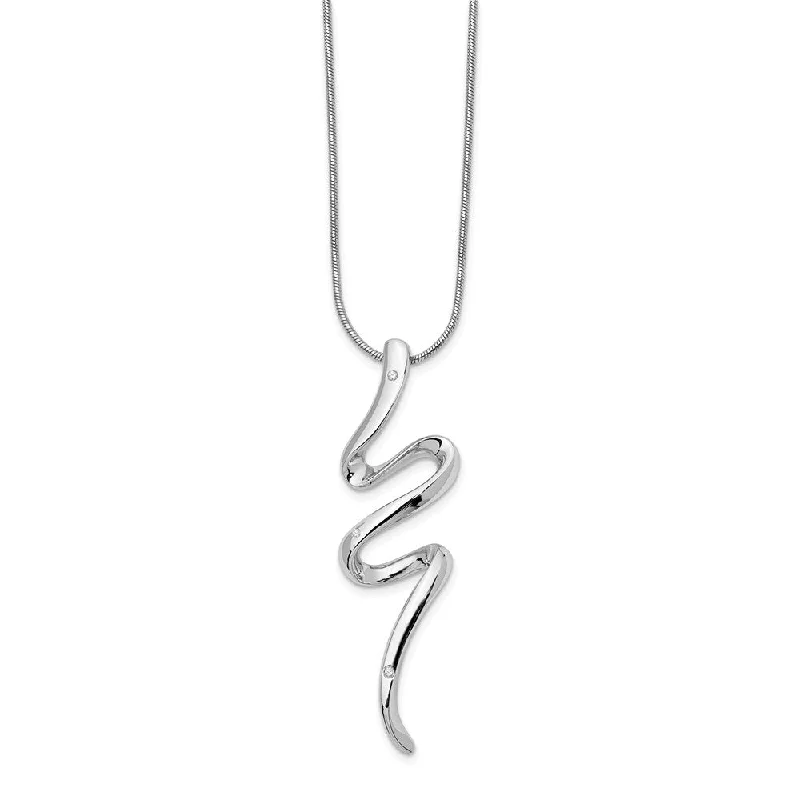 Ladies necklaces knotted elegance -Diamond Serpentine Necklace in Rhodium Plated Silver, 18-20 Inch