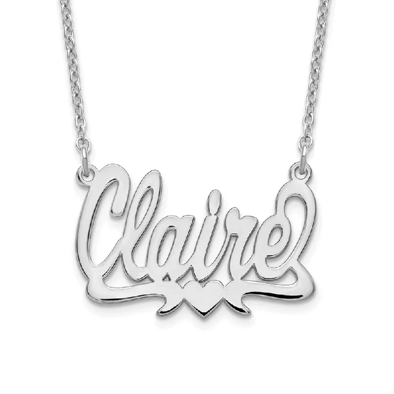 Ladies necklaces vintage charm -Personalized Polished Solid Script Name Necklace