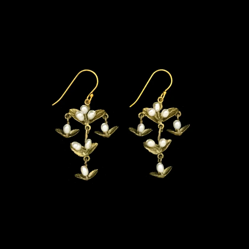 ladies-flower-diamond-earrings-Spring Vine Earrings - Chandelier Wire