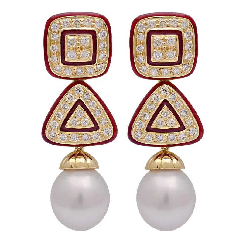 ladies-crystal-french-wire-earrings-Earrings-South Sea Pearl and Diamond (Enamel)  (2102E)