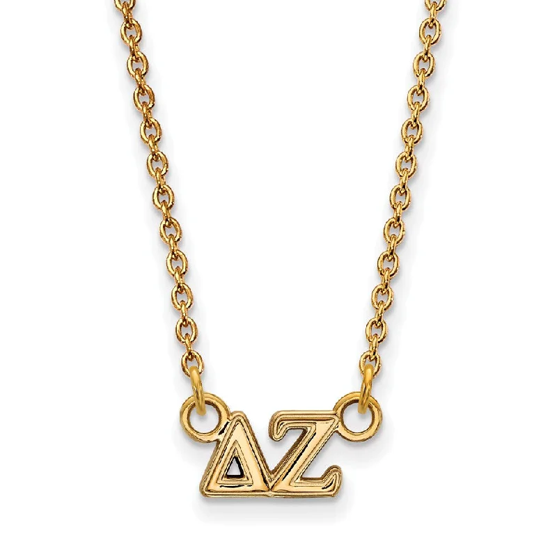 Ladies necklaces with twilight quartz -14K Plated Silver Delta Zeta XS (Tiny) Greek Letters Necklace